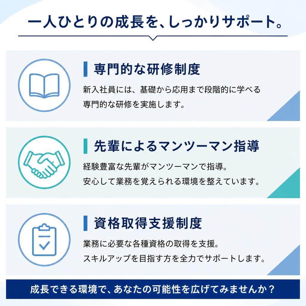 充実した研修制度とサポート体制