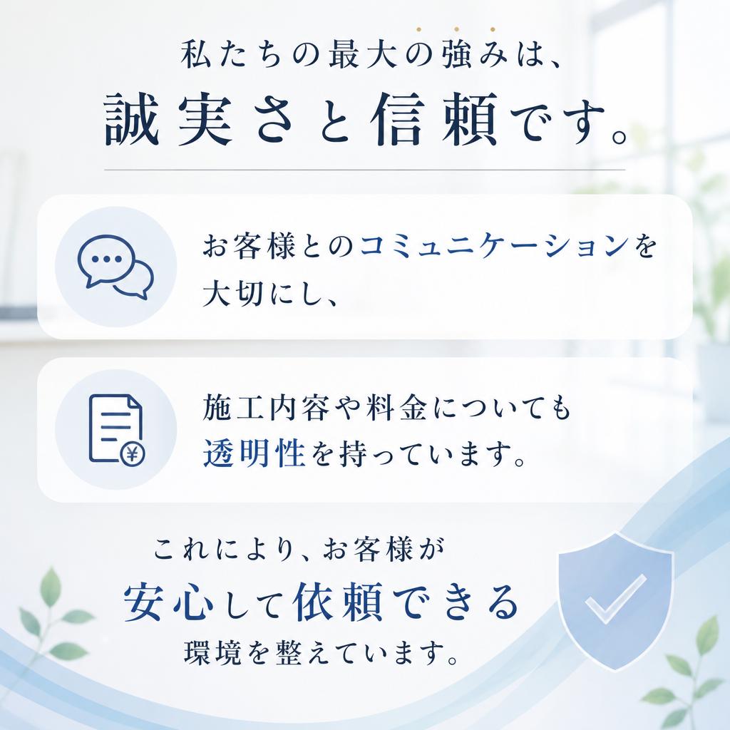誠実なサービスで強固な信頼を
